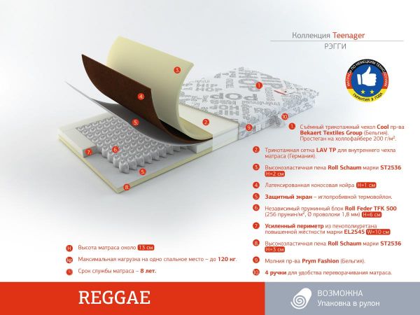 Детский матрас Roll Matratze Teenager Reggae (Тинагер&nbsp;Реггае)